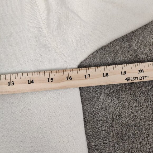 Dérique Women's Button Up Cardigan Blouse Size M Cream Ruffle Rayon Cotton Knit - Picture 6 of 7